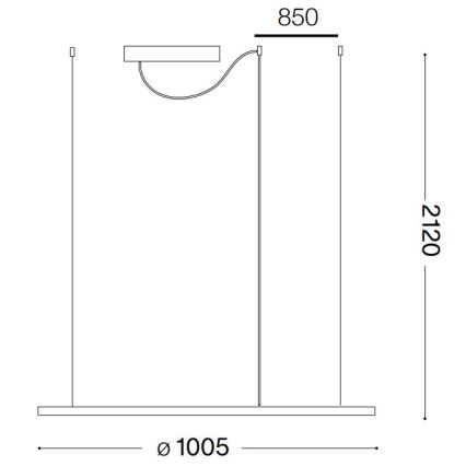 Ideal Lux - LED Lustra ar auklu HULAHOOP LED/46W/230V 3000K d. 100 cm CRI 90 balta