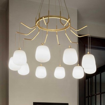 Ideal Lux - LED Lustra ar auklu KAROUSEL 10xG9/3W/230V d. 82,5 cm misiņš