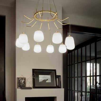 Ideal Lux - LED Lustra ar auklu KAROUSEL 10xG9/3W/230V d. 82,5 cm misiņš