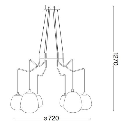 Ideal Lux - LED Lustra ar auklu KAROUSEL 6xG9/3W/230V d. 72 cm misiņš