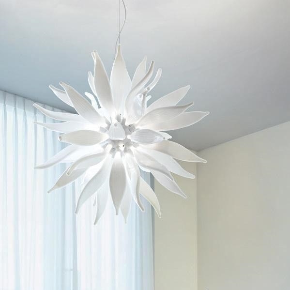 Ideal Lux - LED Lustra ar auklu LEAVES 12xG9/3W/230V d. 80 cm balta