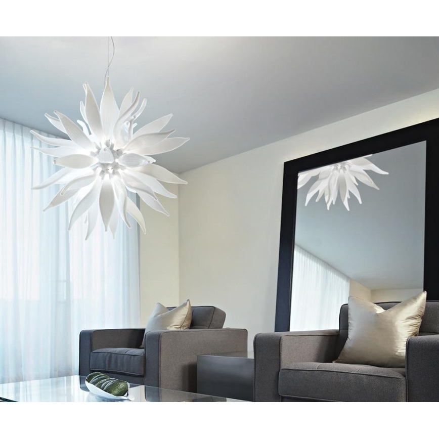 Ideal Lux - LED Lustra ar auklu LEAVES 12xG9/3W/230V d. 80 cm balta