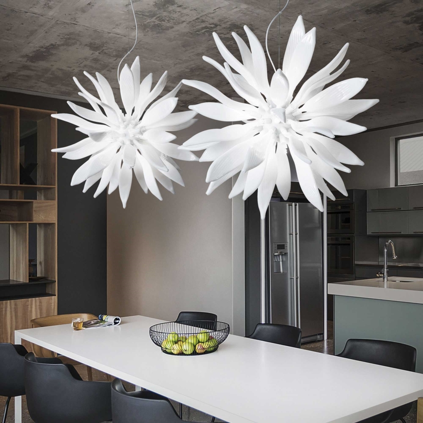 Ideal Lux - LED Lustra ar auklu LEAVES 12xG9/3W/230V d. 80 cm balta