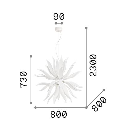 Ideal Lux - LED Lustra ar auklu LEAVES 12xG9/3W/230V d. 80 cm balta