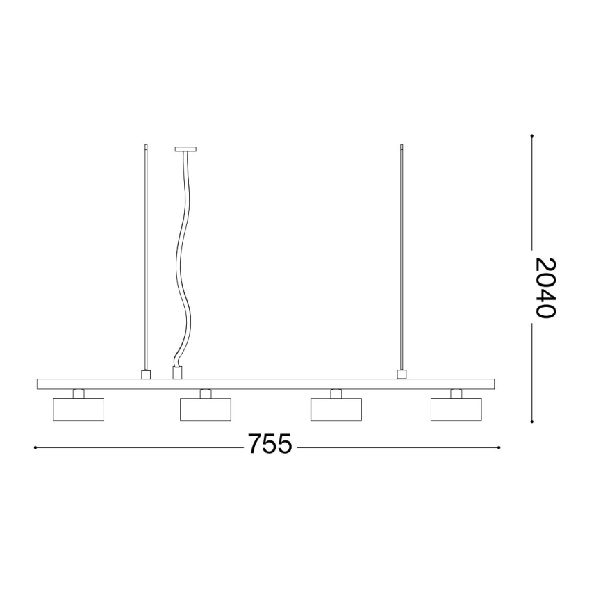 Ideal Lux - LED Lustra ar auklu MINOR 4xGX53/9W/230V 75,5 cm melna