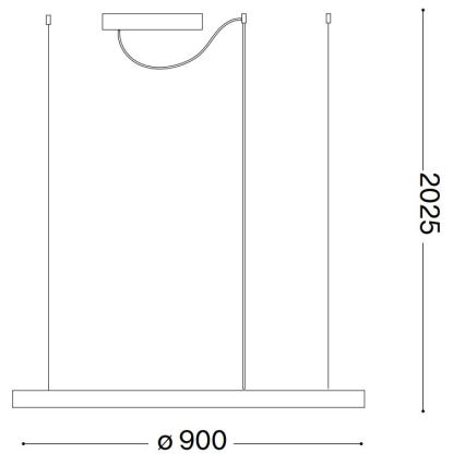 Ideal Lux - LED Lustra ar auklu ORACLE LED/55W/230V 3000K d. 90 cm melna