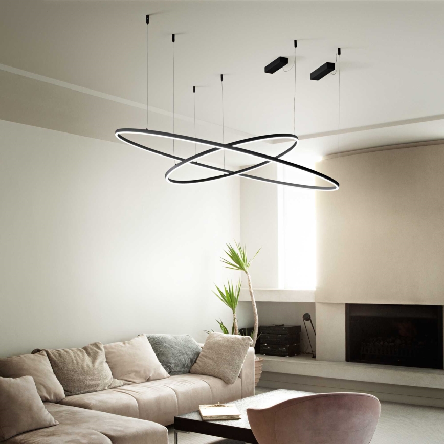 Ideal Lux - LED Lustra ar auklu ORACLE LED/89W/230V 3000K d. 150 cm melna