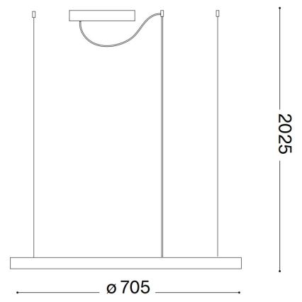 Ideal Lux - LED Lustra ar auklu ORACLE SLIM LED/38W/230V 4000K d. 70 cm melna