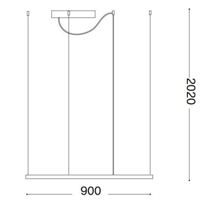 Ideal Lux - LED Lustra ar auklu ORACLE SLIM LED/53W/230V 3000K 90x90 cm melna