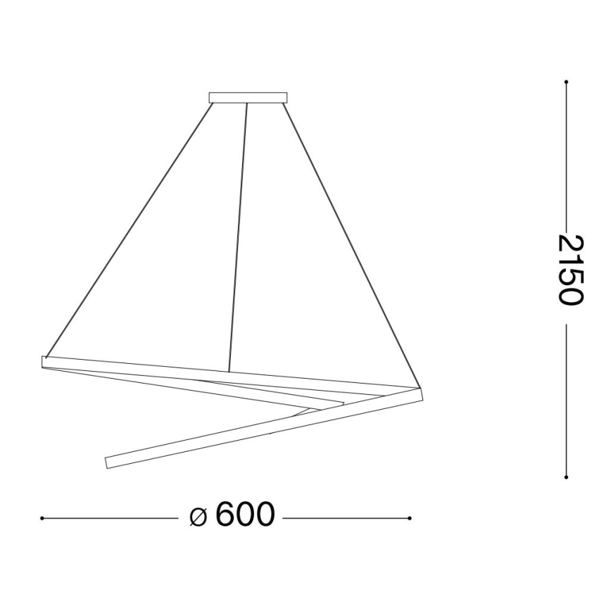 Ideal Lux - LED Lustra ar auklu OZ LED/47W/230V d. 60 cm CRI 90 melna