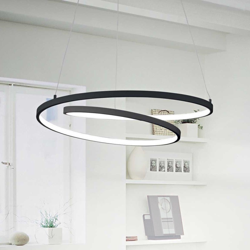Ideal Lux - LED Lustra ar auklu OZ LED/52W/230V d. 80 cm CRI 90 melna