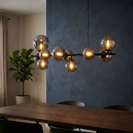 Ideal Lux - LED Lustra ar auklu PERLAGE 10xG9/3W/230V 81 cm melna/dūmakains