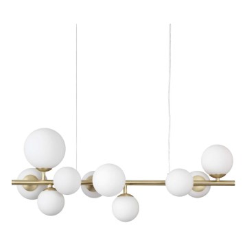 Ideal Lux - LED Lustra ar auklu PERLAGE 10xG9/3W/230V 81 cm zelta/balta