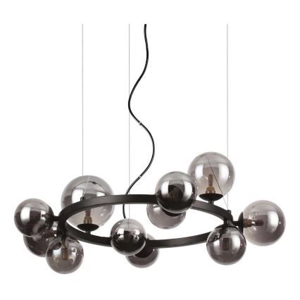 Ideal Lux - LED Lustra ar auklu PERLAGE 11xG9/3W/230V d. 73 cm melna/dūmakains
