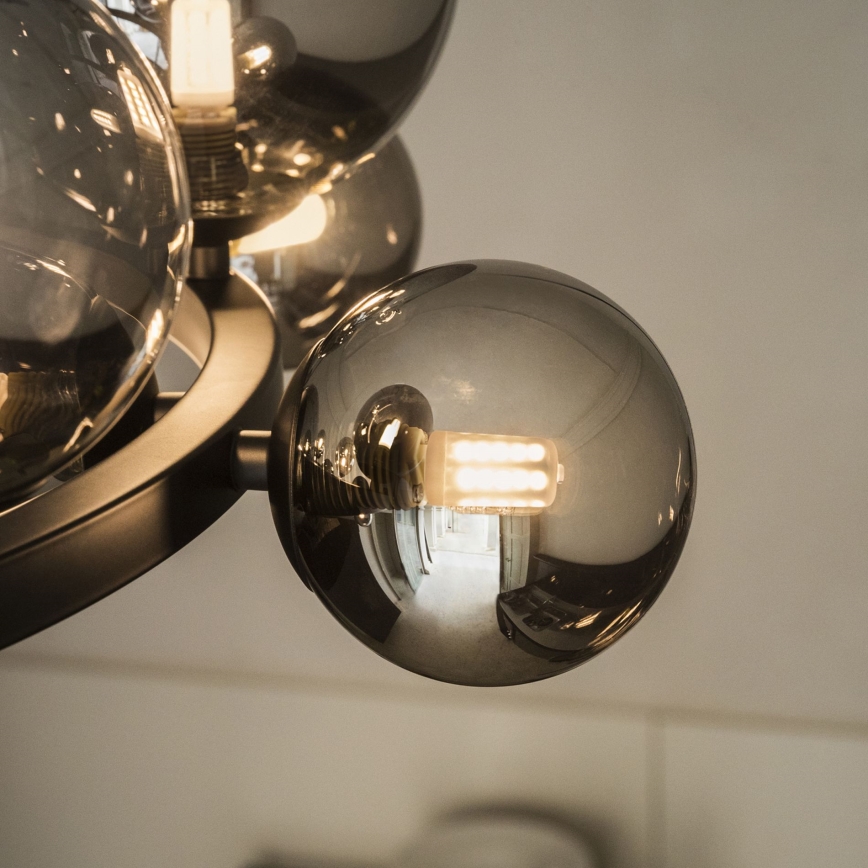 Ideal Lux - LED Lustra ar auklu PERLAGE 11xG9/3W/230V d. 73 cm melna/dūmakains