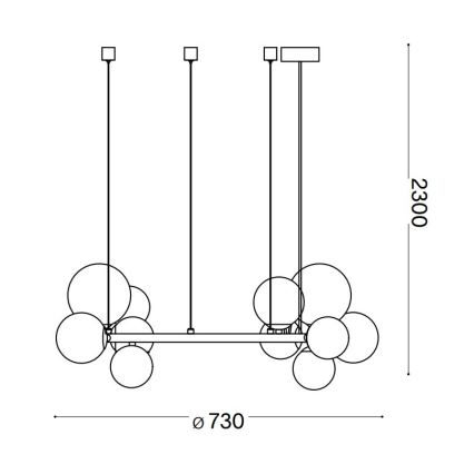Ideal Lux - LED Lustra ar auklu PERLAGE 11xG9/3W/230V d. 73 cm melna/dūmakains