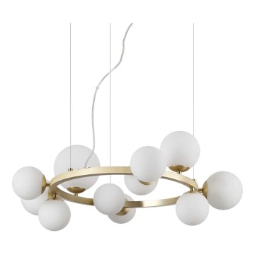 Ideal Lux - LED Lustra ar auklu PERLAGE 11xG9/3W/230V d. 73 cm zelta/balta