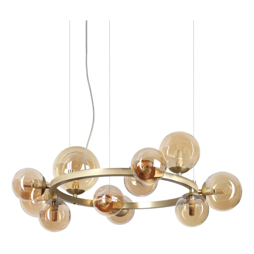 Ideal Lux - LED Lustra ar auklu PERLAGE 11xG9/3W/230V d. 73 cm zelta/dūmakains