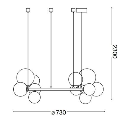 Ideal Lux - LED Lustra ar auklu PERLAGE 11xG9/3W/230V d. 73 cm zelta/dūmakains
