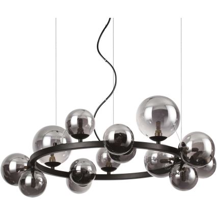 Ideal Lux - LED Lustra ar auklu PERLAGE 14xG9/3W/230V d. 85 cm melna/dūmakains