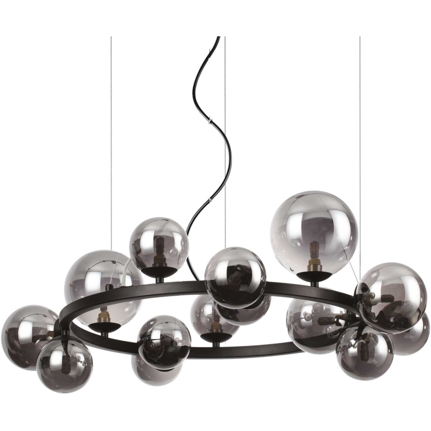 Ideal Lux - LED Lustra ar auklu PERLAGE 14xG9/3W/230V d. 85 cm melna/dūmakains
