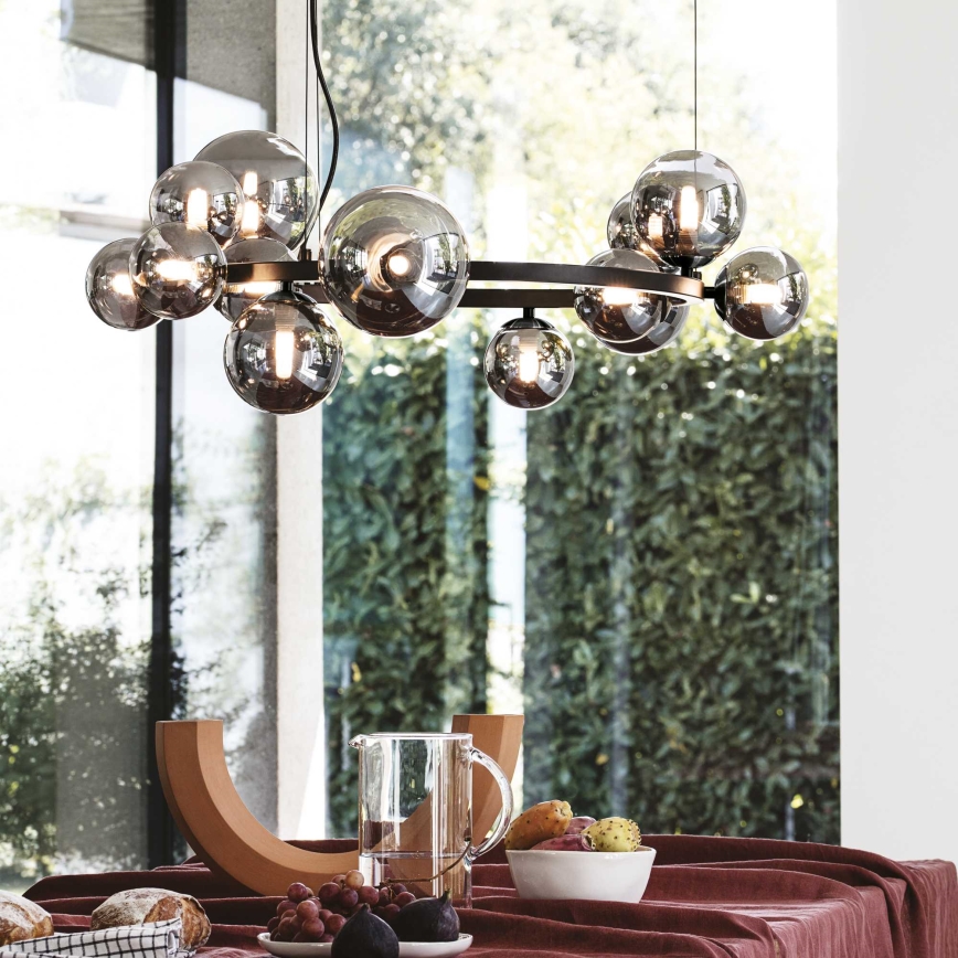 Ideal Lux - LED Lustra ar auklu PERLAGE 14xG9/3W/230V d. 85 cm melna/dūmakains
