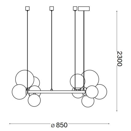 Ideal Lux - LED Lustra ar auklu PERLAGE 14xG9/3W/230V d. 85 cm melna/dūmakains