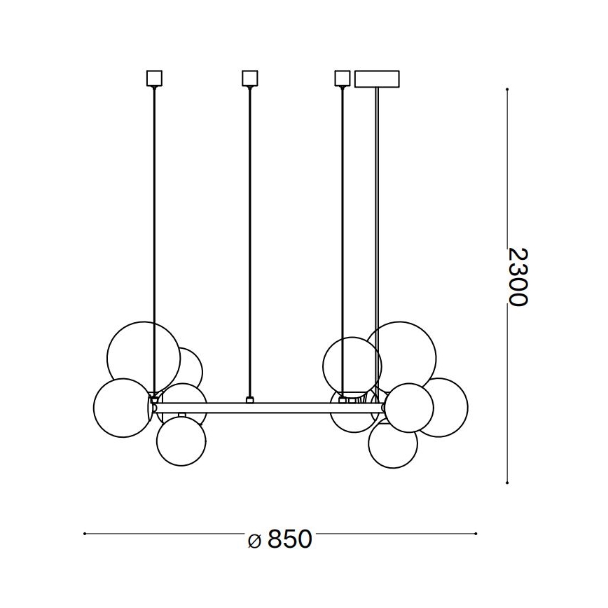 Ideal Lux - LED Lustra ar auklu PERLAGE 14xG9/3W/230V d. 85 cm melna/dūmakains