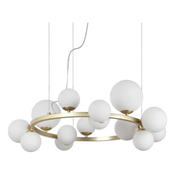 Ideal Lux - LED Lustra ar auklu PERLAGE 14xG9/3W/230V d. 85 cm zelta/balta