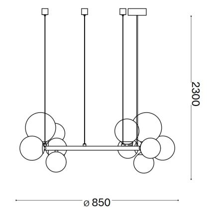 Ideal Lux - LED Lustra ar auklu PERLAGE 14xG9/3W/230V d. 85 cm zelta/dūmakains
