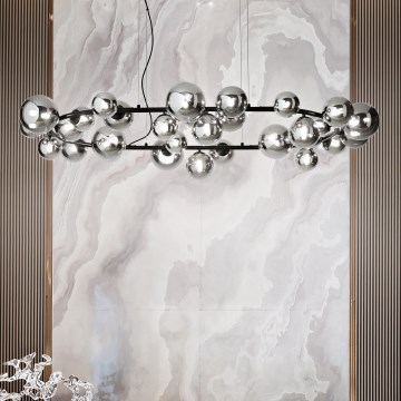 Ideal Lux - LED Lustra ar auklu PERLAGE 30xG9/3W/230V 143 cm melna/dūmakains