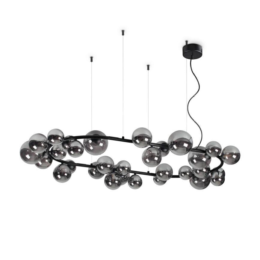 Ideal Lux - LED Lustra ar auklu PERLAGE 30xG9/3W/230V 143 cm melna/dūmakains