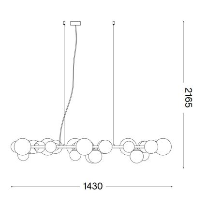 Ideal Lux - LED Lustra ar auklu PERLAGE 30xG9/3W/230V 143 cm melna/dūmakains
