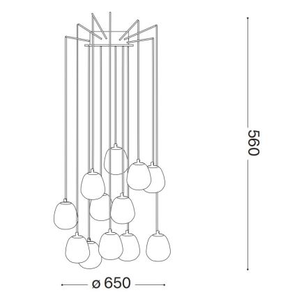 Ideal Lux - LED Lustra ar auklu RHAPSODY 12xG9/3W/230V misiņš