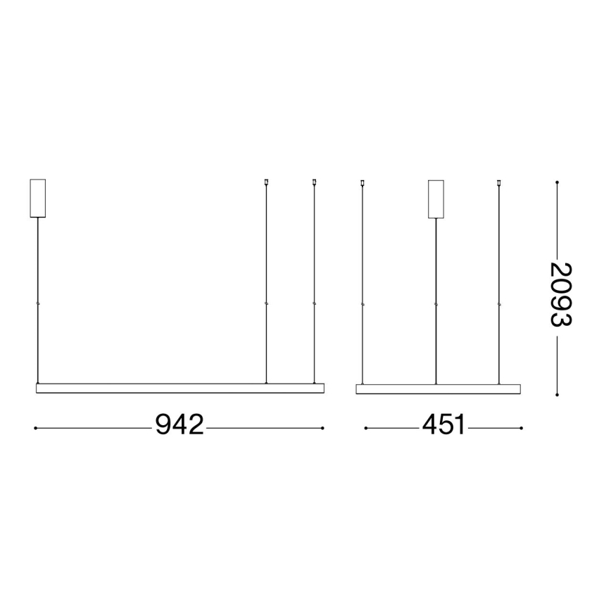 Ideal Lux - LED Lustra ar auklu WAVES LED/37W/230V CRI 90 misiņš