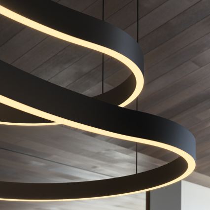 Ideal Lux - LED Lustra ar auklu WAVES LED/54W/230V CRI 90 melna
