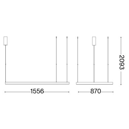 Ideal Lux - LED Lustra ar auklu WAVES LED/54W/230V CRI 90 melna