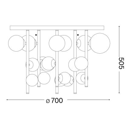 Ideal Lux - LED lustra uz stieņa PERLAGE 18xG9/3W/230V Ø 70 cm melna/dūmakaina