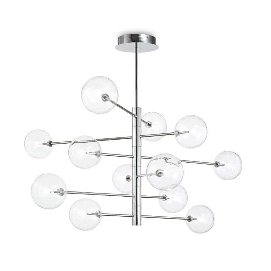 Ideal Lux - LED Lustra ar stieni EQUINOXE 12xG4/2W/230V d. 124 cm spīdīgi hromēts/caurspīdīga