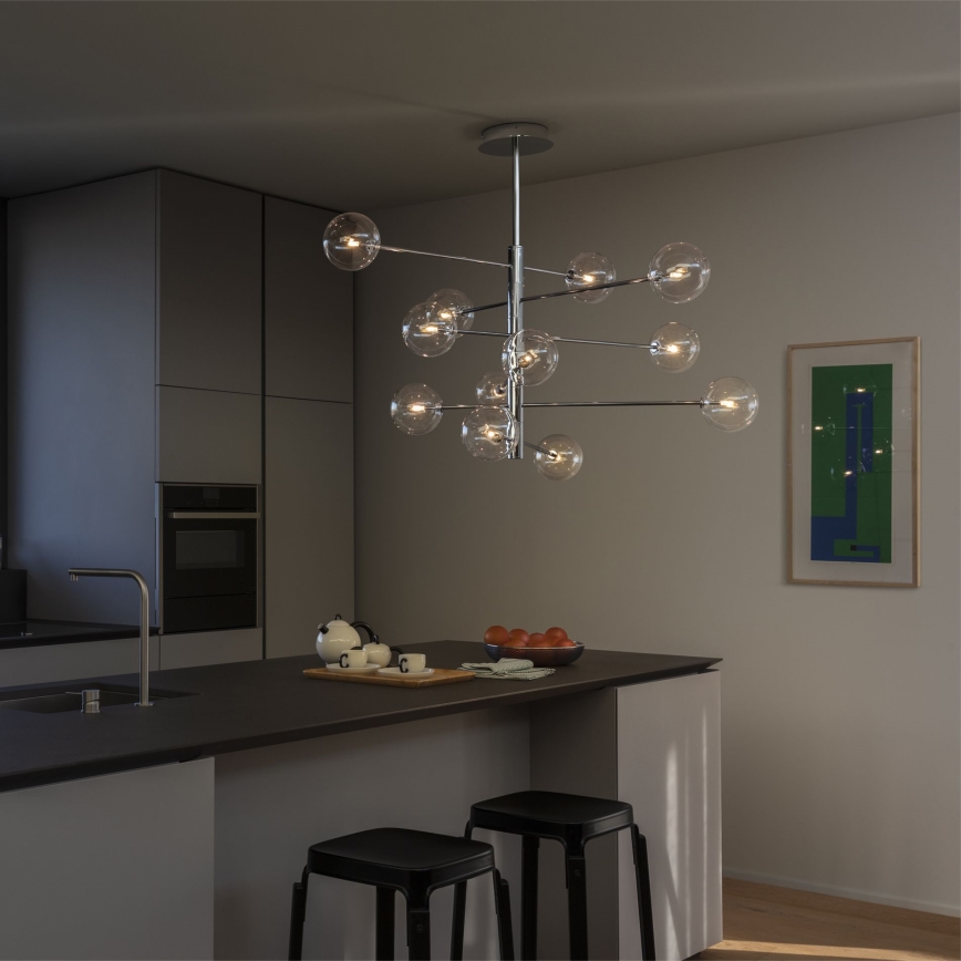 Ideal Lux - LED Lustra ar stieni EQUINOXE 12xG4/2W/230V d. 124 cm spīdīgi hromēts/caurspīdīga