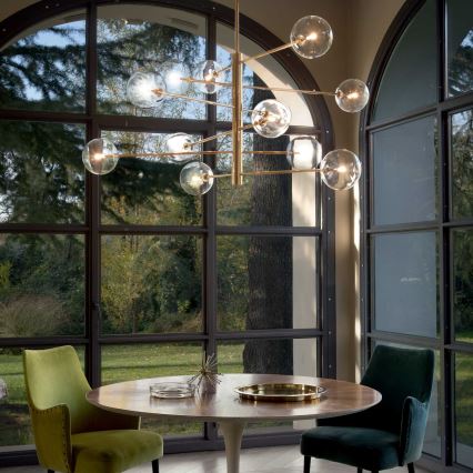Ideal Lux - LED Lustra ar stieni EQUINOXE 12xG4/2W/230V d. 124 cm misiņš/caurspīdīga