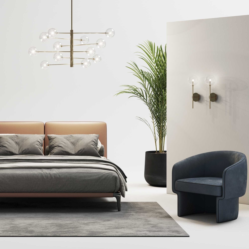 Ideal Lux - LED Lustra ar stieni EQUINOXE 12xG4/2W/230V d. 124 cm misiņš/caurspīdīga