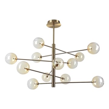 Ideal Lux - LED Lustra ar stieni EQUINOXE 12xG4/2W/230V d. 128,1 cm misiņš/dūmakains