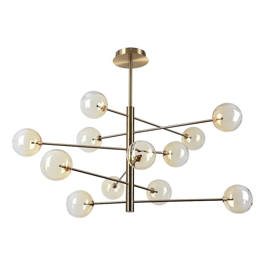 Ideal Lux - LED Lustra ar stieni EQUINOXE 12xG4/2W/230V d. 128,1 cm misiņš/dūmakains
