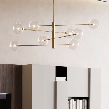 Ideal Lux - LED Lustra ar stieni EQUINOXE 8xG4/2W/230V d. 128 cm misiņš/caurspīdīga