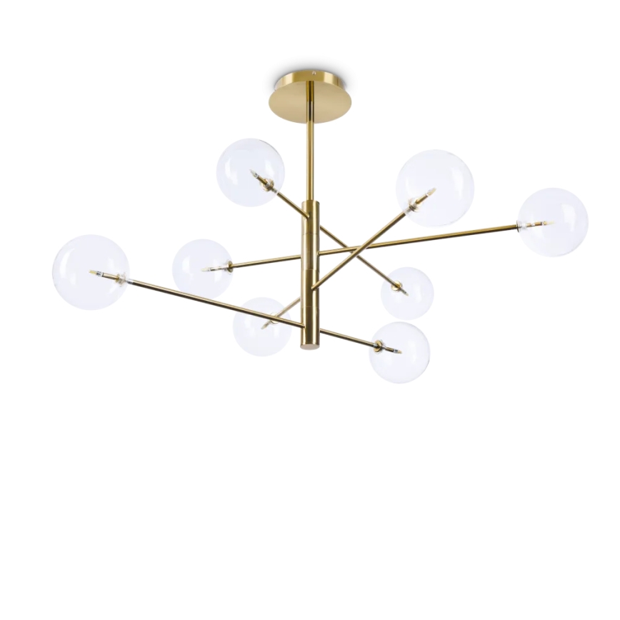 Ideal Lux - LED Lustra ar stieni EQUINOXE 8xG4/2W/230V d. 128 cm misiņš/caurspīdīga
