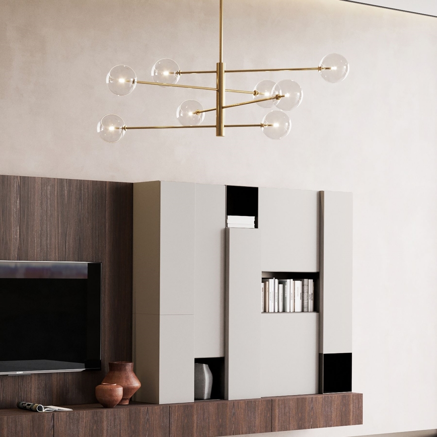 Ideal Lux - LED Lustra ar stieni EQUINOXE 8xG4/2W/230V d. 128 cm misiņš/caurspīdīga