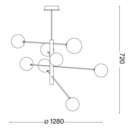Ideal Lux - LED Lustra ar stieni EQUINOXE 8xG4/2W/230V d. 128 cm misiņš/caurspīdīga
