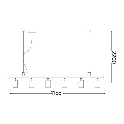 Ideal Lux - LED lustra uz kabeļa DYNAMITE 6xGU10/7W/230V CRI 90 melna