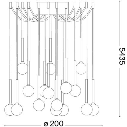 Ideal Lux - LED lustra uz kabeļa LUCCIOLA 16xLED/16W/230V CRI 90, zirnekļa dizains, melna